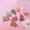 In the early summer, macaron color triangular floral BB clip Korean children's colored gauze bangs and bangs, babies, baby hair cards