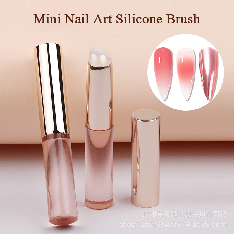 Nail art silicone blooming brush clap glue magic mirror powder cleaning stick gradient blush with seal can be reused