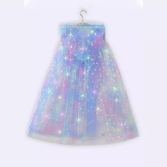 歐美女童愛莎公主七彩發光亮披風夏薄款斗篷外出裝扮披肩一件代發