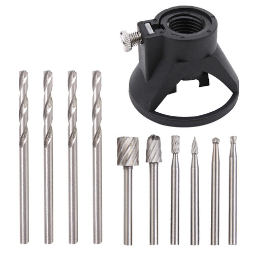 11-piece small electric grinder accessories: horn cover, locator/fixer, electric grinder milling cutter locator and stopper.