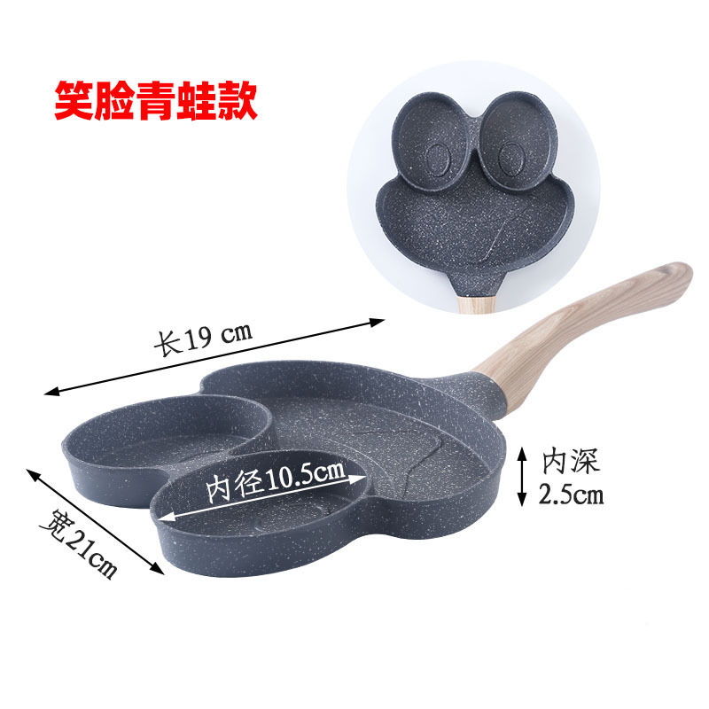 Sartén Antiadherente de Piedra Maifan para Huevos y Hamburguesas, Fondo Plano, Forma de Corazón, Cuatro Orificios, Mini Sartén para Desayuno, Venta al por Mayor, en Existencia