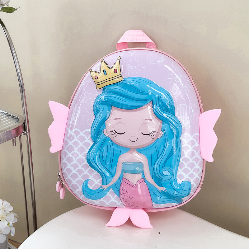 De dibujos animados de Kindergarten mochila nuevos niños y niñas de 2-5 años de edad los niños Linda sirena mochila de cáscara de huevo