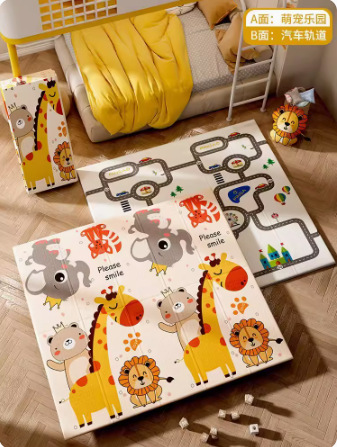 Tapete de Gateo Plegable de Doble Cara para Niños de XPE Impermeable para Sala de Estar