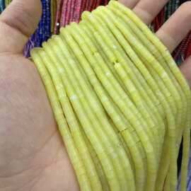 2*4mm直角柠檬玉直切玛瑙天然石扁珠隔片散珠子半成品diy饰品配件