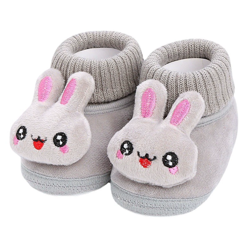 Зимние детские ботинки для детей от 3 до 12 месяцев, мягкая подошва, нескользящая зимняя модель, с флисовой подкладкой и утолщенным хлопковым верхом.