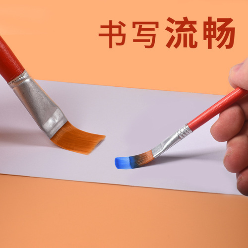 Red rod nylon paint brush flat head oil painting acrylic watercolor water chalk row brush children's paint brush set 6 pieces