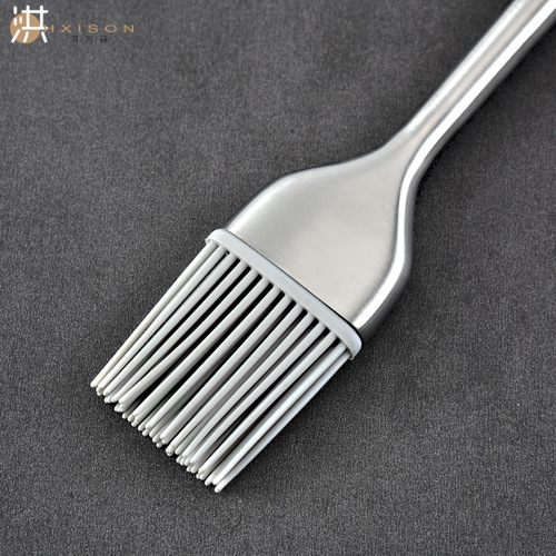 Cross-border stainless steel silicone brush household barbecue brush pizza brush long brush bread sweep kitchen baking oil brush