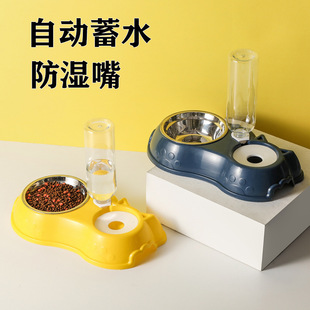 Pet Supplies Cat Bowl Dog Bowl Double Bowl Automatic Water Dispenser Cat Bowl Food Bowl One Piece Dropshipping Free Shipping