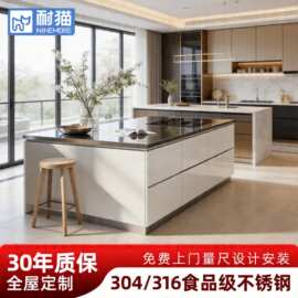 [定制]不锈钢橱柜304加厚 广州深圳别墅厨房餐边柜整体橱柜定制