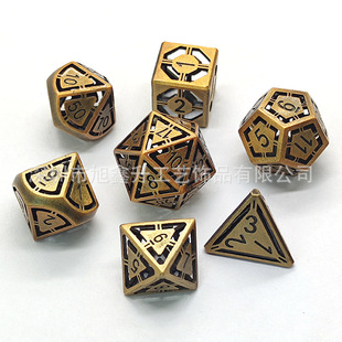 Source Manufacturer Straight Hair Metal Cut Out Dice D20 Cthulhu Running Group Trpg Dungeons and Dragons Board Game 7-Piece Set