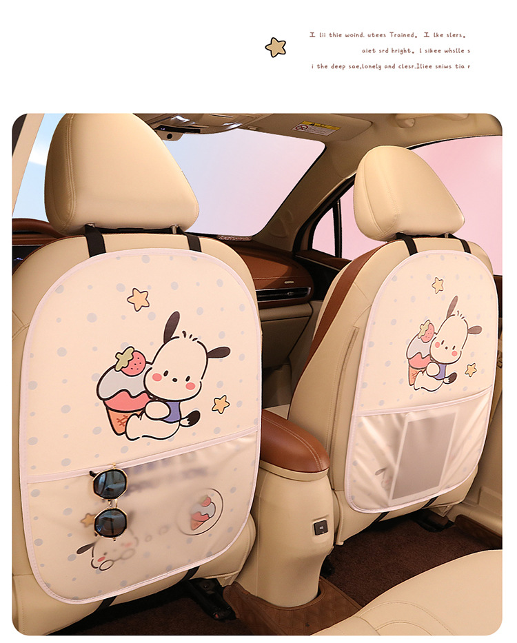 Cartoon Cute Lady Personalized Car Seat Back Anti-Kick Pad Car Seat Back Protection Pad Seat Strawberry Bear