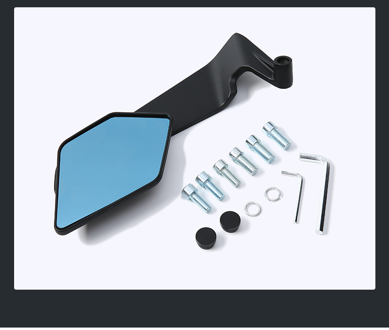 Cross-Border Motorcycle Modified Rearview Mirror Universal Aluminum Alloy Blue Mirror High-Definition Electric Vehicle Large Field of View Auxiliary Reversing Mirror