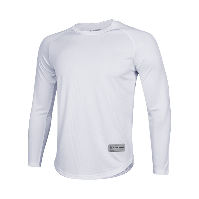Trajes de gimnasio estadounidenses de manga larga para hombres de otoño y invierno camiseta deportiva al aire libre corredor de cuello redondo de la marea ocio relajado rápido secado