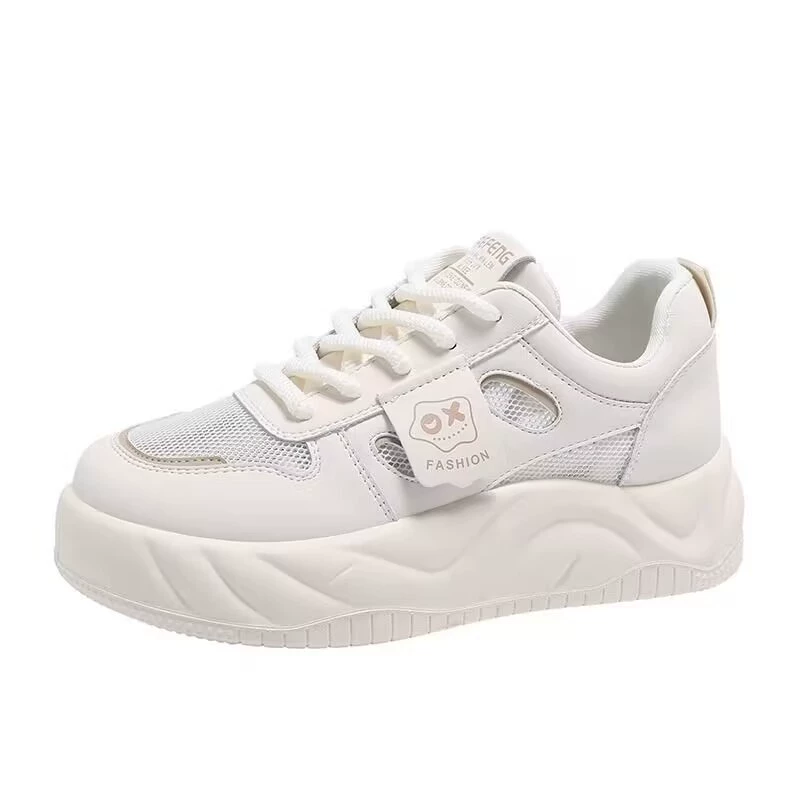 Tide, white shoes platform, footwear, mesh breathable universal sneakers for leisure, trend of season
