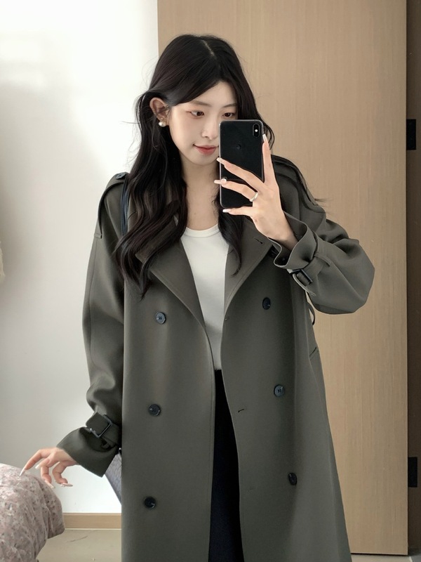 韩版高个子女款英伦加长版风衣外套女2025春秋高级感超长款大衣|undefined