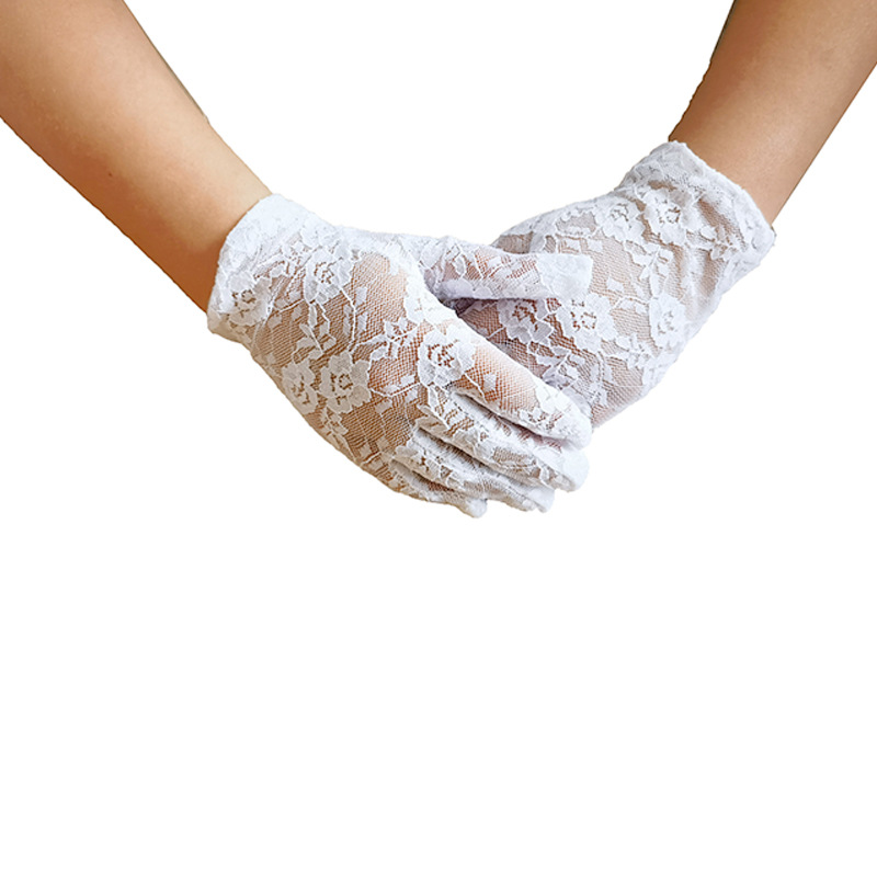 Encaje comunión guantes boda desfile princesa flor chica guantes vestido ópera adecuado para la boda del Partido de los niños