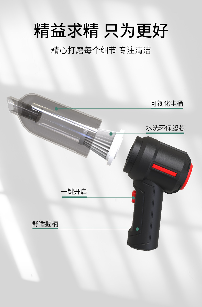 Car Vacuum Cleaner, Car Wireless Charging Vacuum Cleaner, Dual-Purpose Handheld Mini High-Power Powerful Vacuum Cleaner for Home Use