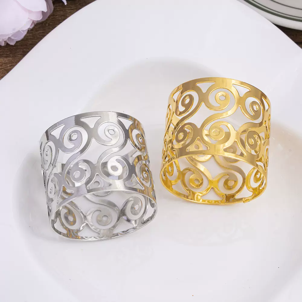 跨境酒店摆台欧式餐扣餐巾圈口巾圈餐巾扣镂空S型螺纹酒店专用