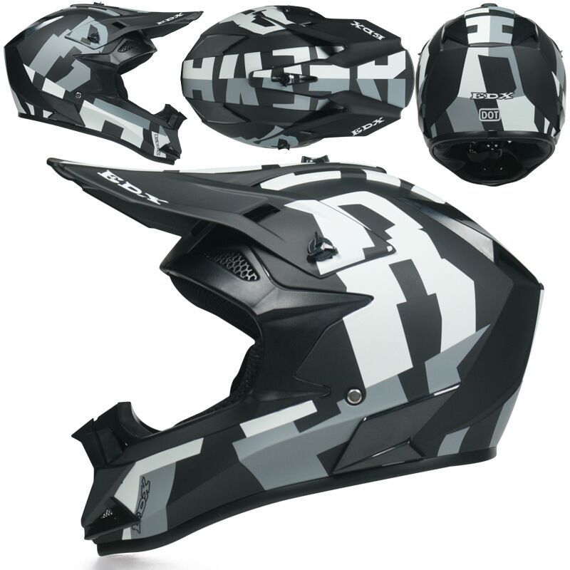 Motuoche – Off-road Motorcycle Motosiklet kaskı (dəbilqə) - black-white-innovation-goggles-gloves-mask-s