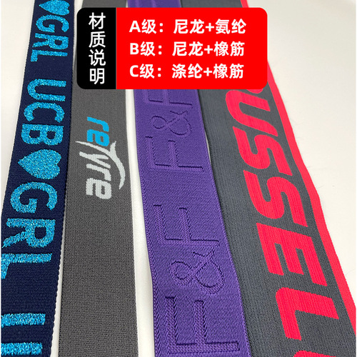 Apparel Underwear Underpant Specialized Embroidered Elastic Waistband Panty Label Elastic Band Flowered Polyester Spandex Logo Elastic Band