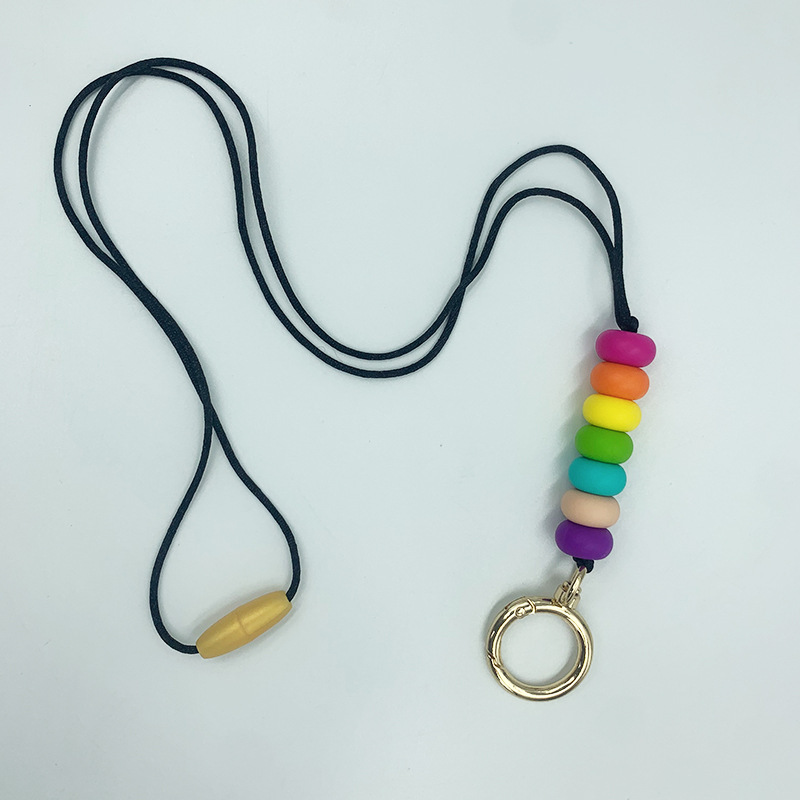 Amazon nuevo collar de insignia versátil maestro enfermera ID de estudiante Cordón de identificación de silicona con cuentas cordón llavero