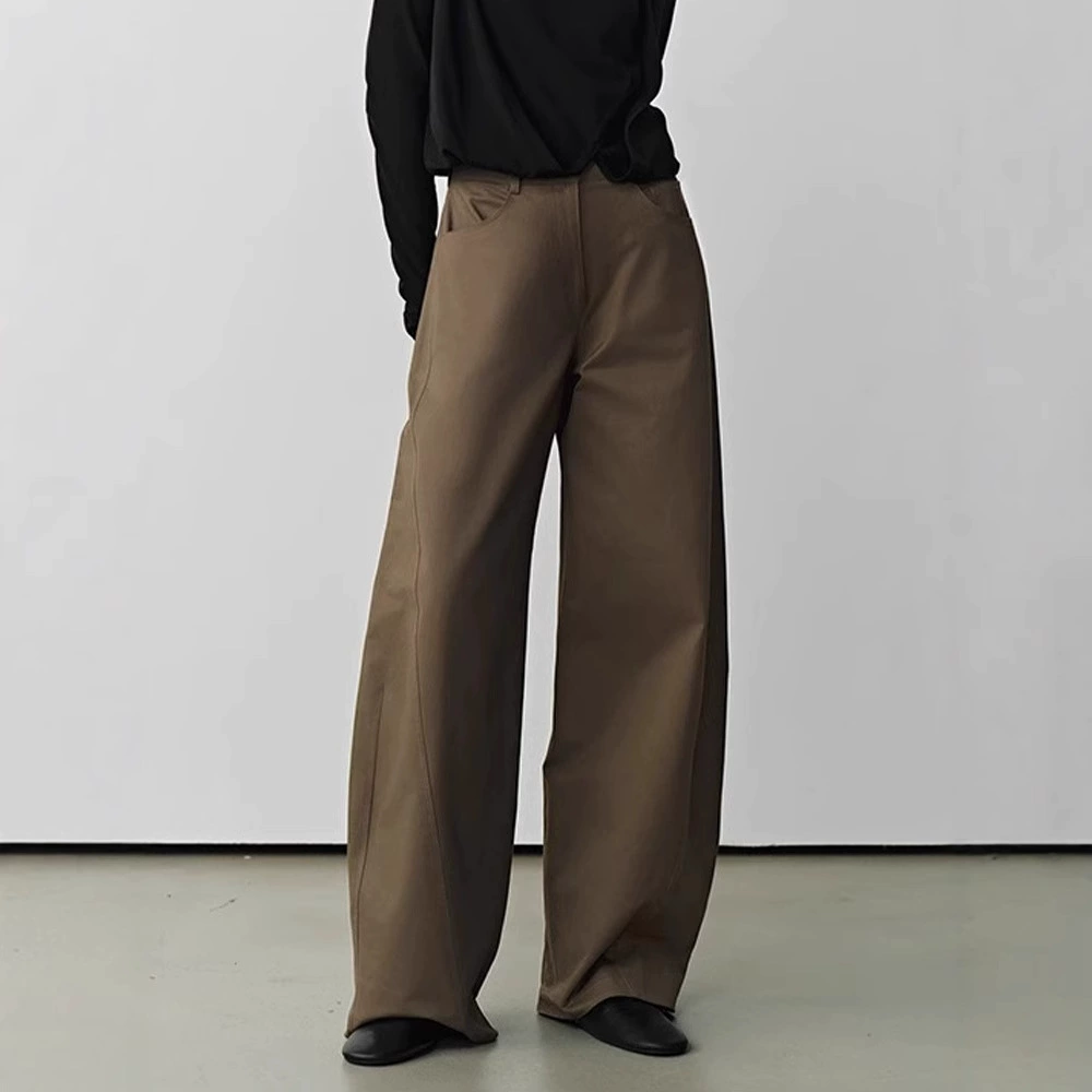 Th ~ Row Широкие ножки ятаган женские весна 2025 новая черная технология хлопок тонкий банановый бог брюки