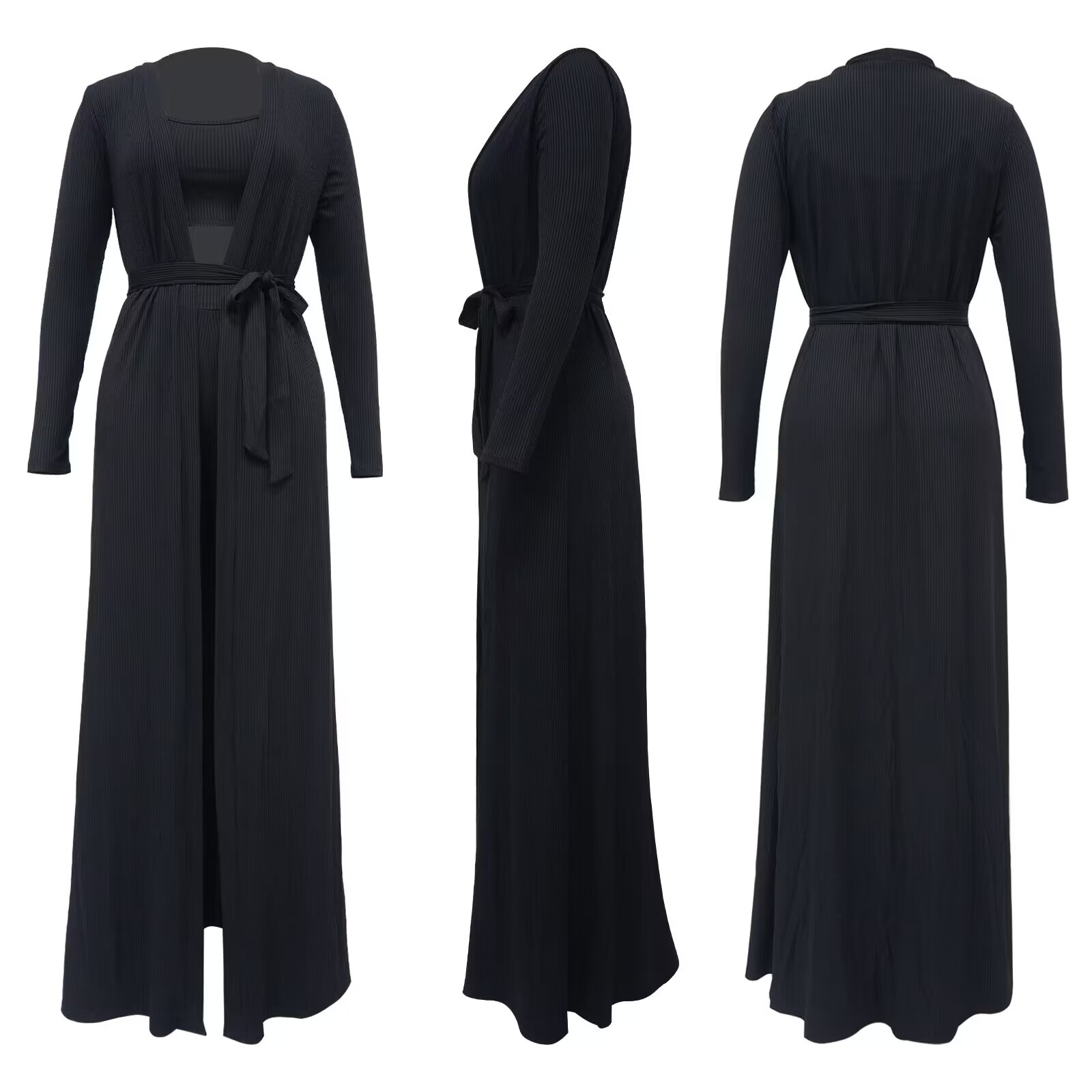 Vacances Selfies Femmes Style Simple Vêtement De Rue Couleur Unie Spandex Polyester Tricot Ensemble Coordonné De Pantalon Ensembles De Pantalons display picture 9