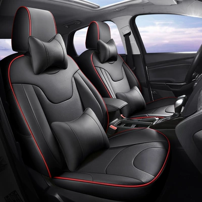Modelə uyğun (Original) oturacaq örtükləri special car seat cushion - black-red-deluxe-edition-wear-resistant-leather