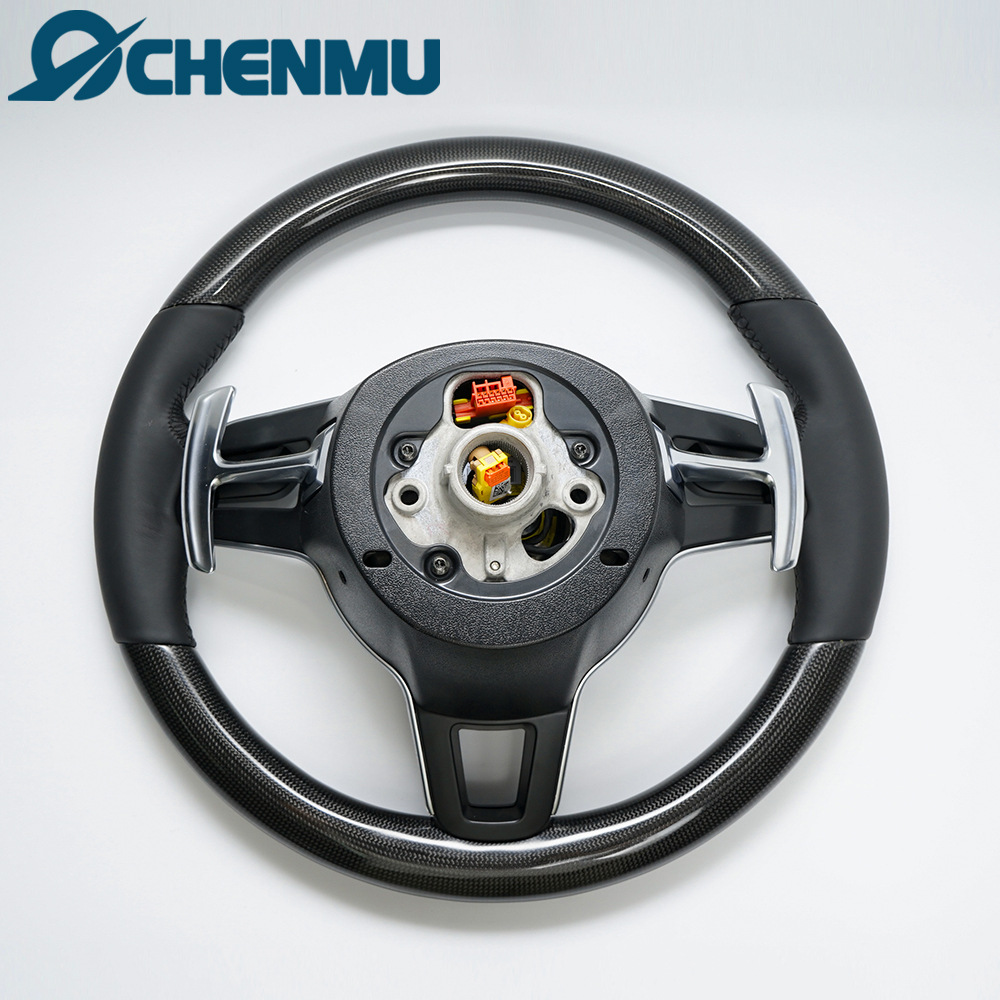 Modified Carbon Fiber Steering Wheel Assembly for Porsche Panamera 911 Cayenne Cayman 718 Boxster