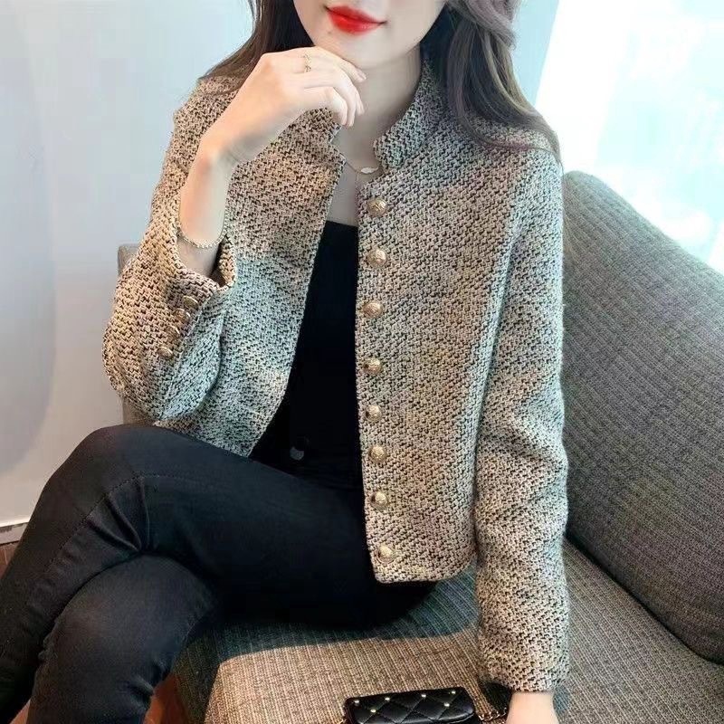 Xiaoxiangfeng 西洋スタイルの女性のジャケット春と秋 2025 春の新しいスタイルの女性のための小さなツイード気質トップ|undefined