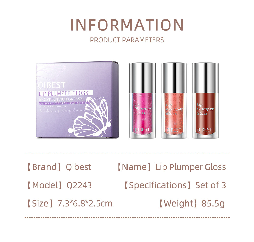 QIBEST Cross-border best-selling Lip Oil, long-lasting hydration, moisturizing, nourishing, reducing lip lines, Lip gloss, lip gloss, and chubby lip set undefined