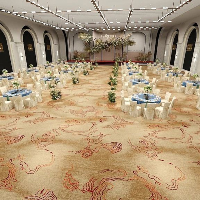 Hotel piso sala de reuniones alfombra Akmin resistente al fuego impresión sucia alfombra comercial salón de baile personalizado