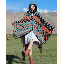 青海西藏茶卡盐湖旅游超大披肩女外搭民族风披风办公室空调房毛毯