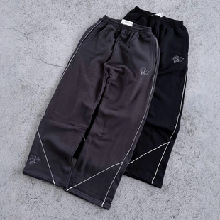 Casual Sports Wide-Leg Pants for Men Summer 2025 New American Street Pants Loose Striped Drawstring Straight Leg Pants