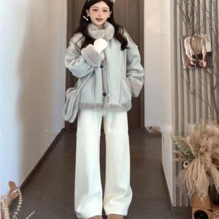 圣诞2025冬加厚机车服两面穿羊羔毛皮毛一体环保皮草外套废土风
