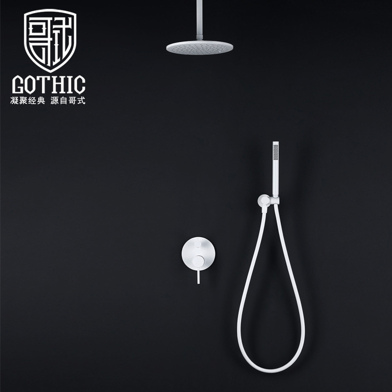 White concealed shower shower suit hot and cold in-wall suspended ceiling minimalist buried wall embedded pressurized shower shower