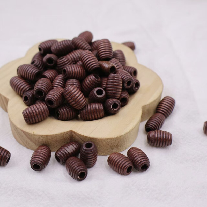 Shouyuan threaded wooden beads diy jewelry accessories loose beads wholesale beaded macroporous worm beads brown luggage curtain accessories