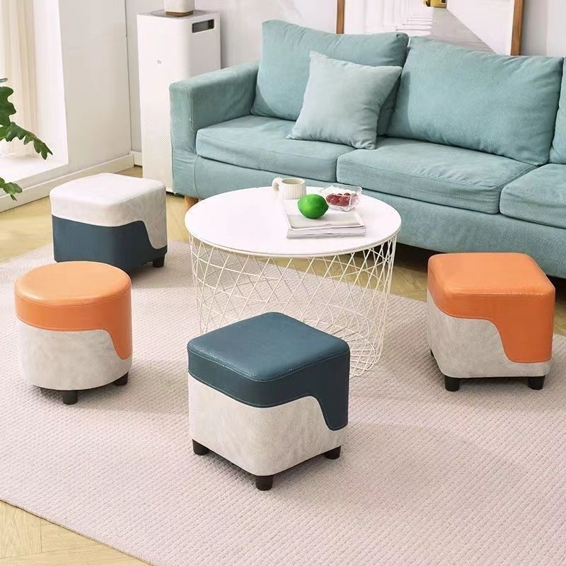 Small Stool for Home Use in the Living Room, Coffee Table Stool, Sofa Stool, Coffee Table Round Stool, Square Stool, Durable Low Stool, Footrest, Shoe-Changing Stool by the Door