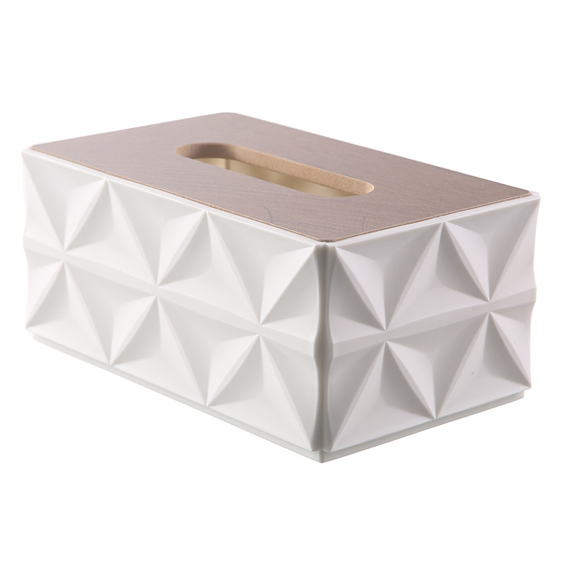 Caja de toallas de aire crema simple caja de almacenamiento de escritorio con cubierta de madera caja de extracción de papel creativa caja de extracción de papel de lujo ligera sala de estar doméstica