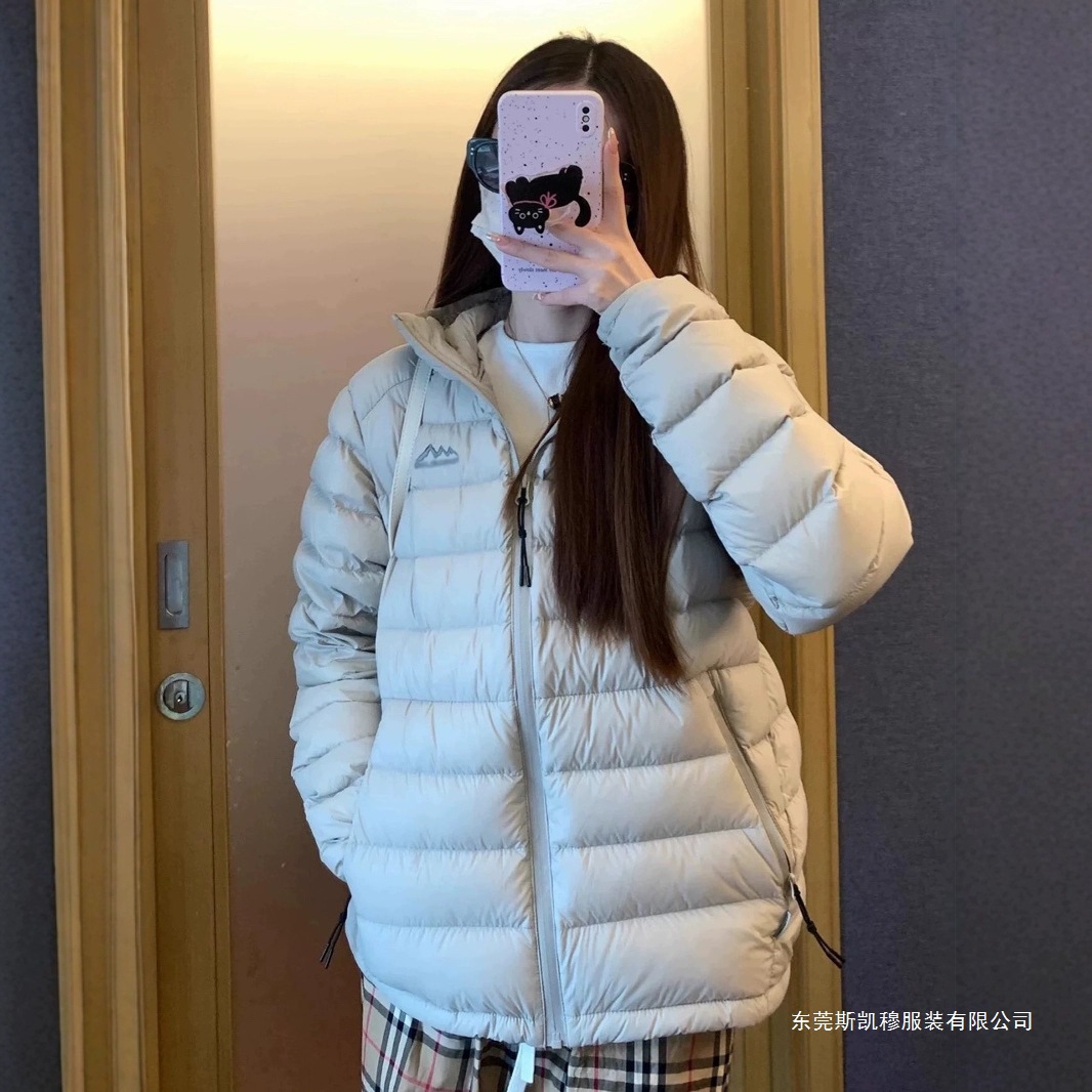 Trendy Brand Ribbed down Jacket for Women, 90% White Duck Down, Couple's Coat, Lightweight and Loose, New 2025 Hooded Thickened