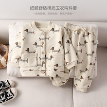 2025欧美风男童抓绒秋衣婴幼儿分体套装女童秋冬秋裤宝宝秋季套装