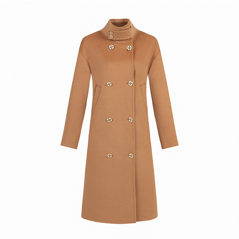 High-End Loose Cocoon-Shaped Double-Sided Cashmere Outwear for Women Korean Style Woolen Long Autumn and Winter New Stand-Up Collar Woolen Outwear