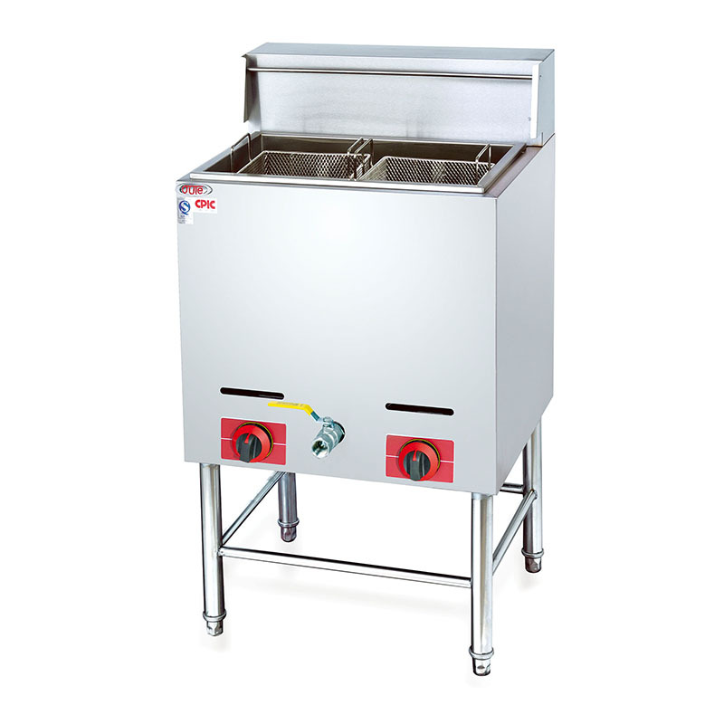 欧特厂家直销 商用燃气炸炉OT-75 立式燃气双缸双筛炸炉 油炸锅