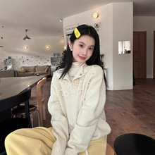 DIGM广州十三行女装2025秋冬钩花提花立领羊毛针织毛衣女81017