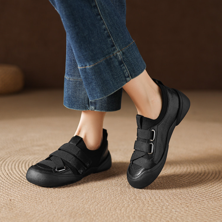 Giày sneaker nữ chunky đế dày da dê phối màu cao cấp — màu đen, màu trắng ngà chi tiết 74