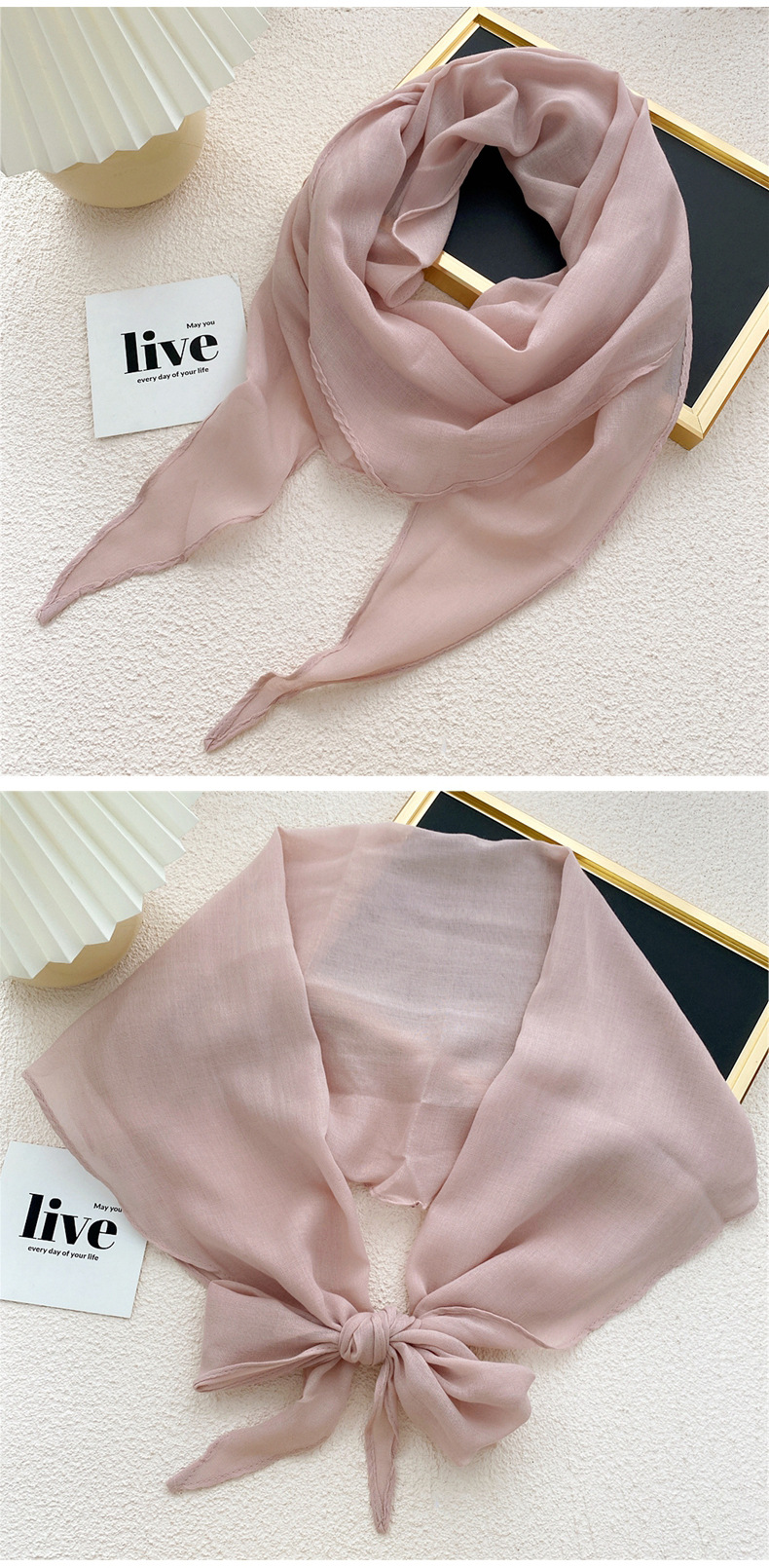 50g Weight Travel Occasion Solid Color Pattern Unisex Gender Sweet Style Orange, Grey&Pink, Grey, White, Green, Blue, Yellow, Black Color Nihaojewelry Solid Color Cotton And Linen Scarf Silk Wholesale Jewelry 10