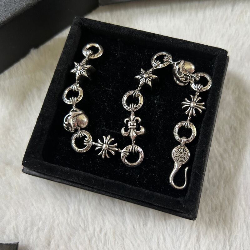 Direct manufacturer 925 silver bracelet, Chrome Hearts style, heart-shaped cross flower anchor bracelet, vintage fashion light luxury bracelet
