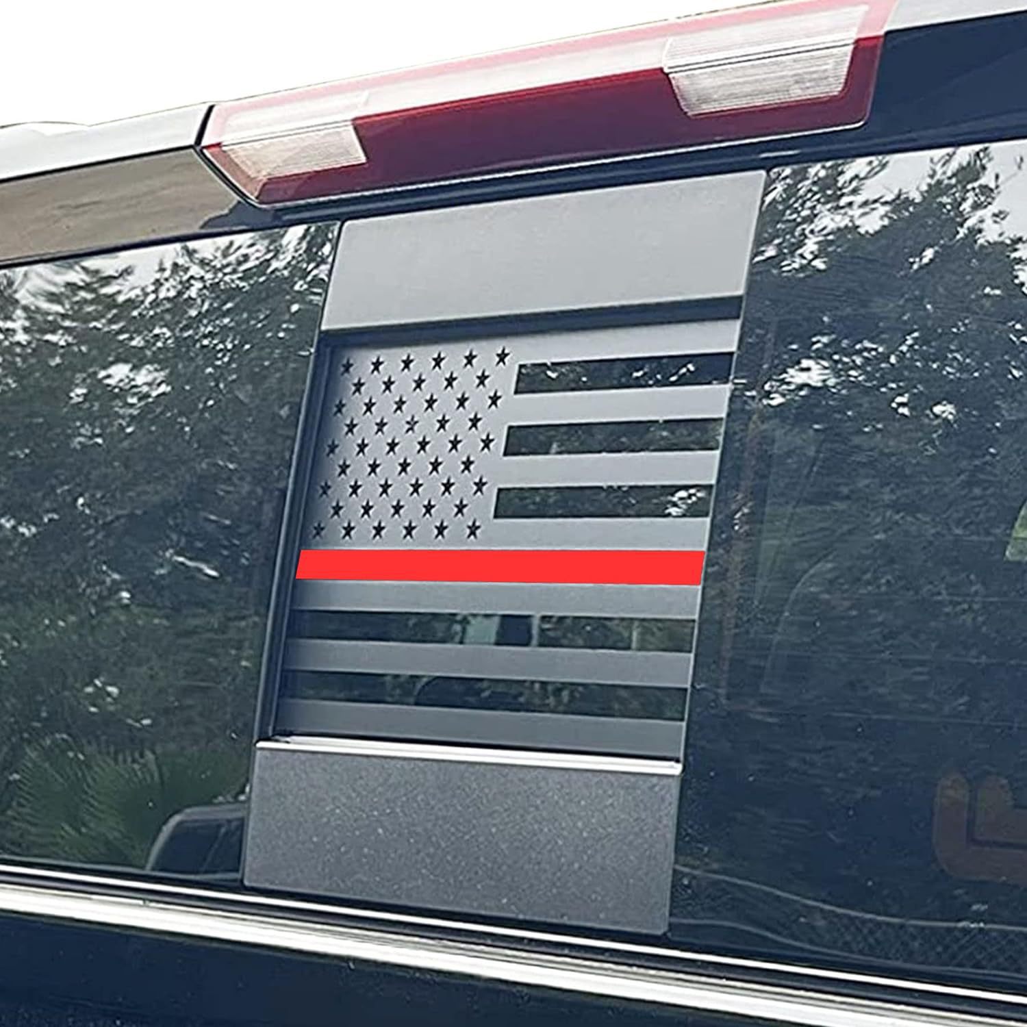 Aplicable a Chevrolet GMC vinilo pegatinas ventana trasera de la bandera de los Estados Unidos pegatinas negro mate