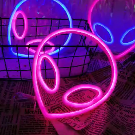 SOKKA Cross-border E-commerce Neon Light Style One-time Delivery Decor LED Atmosphere Light Alien Shape