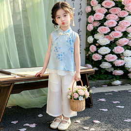 汉服女童夏装2026新款儿童古风新中式套装洋气宝宝夏季唐装表演服